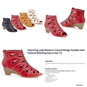 Charming Lady size 11 red wedge sandals NWT